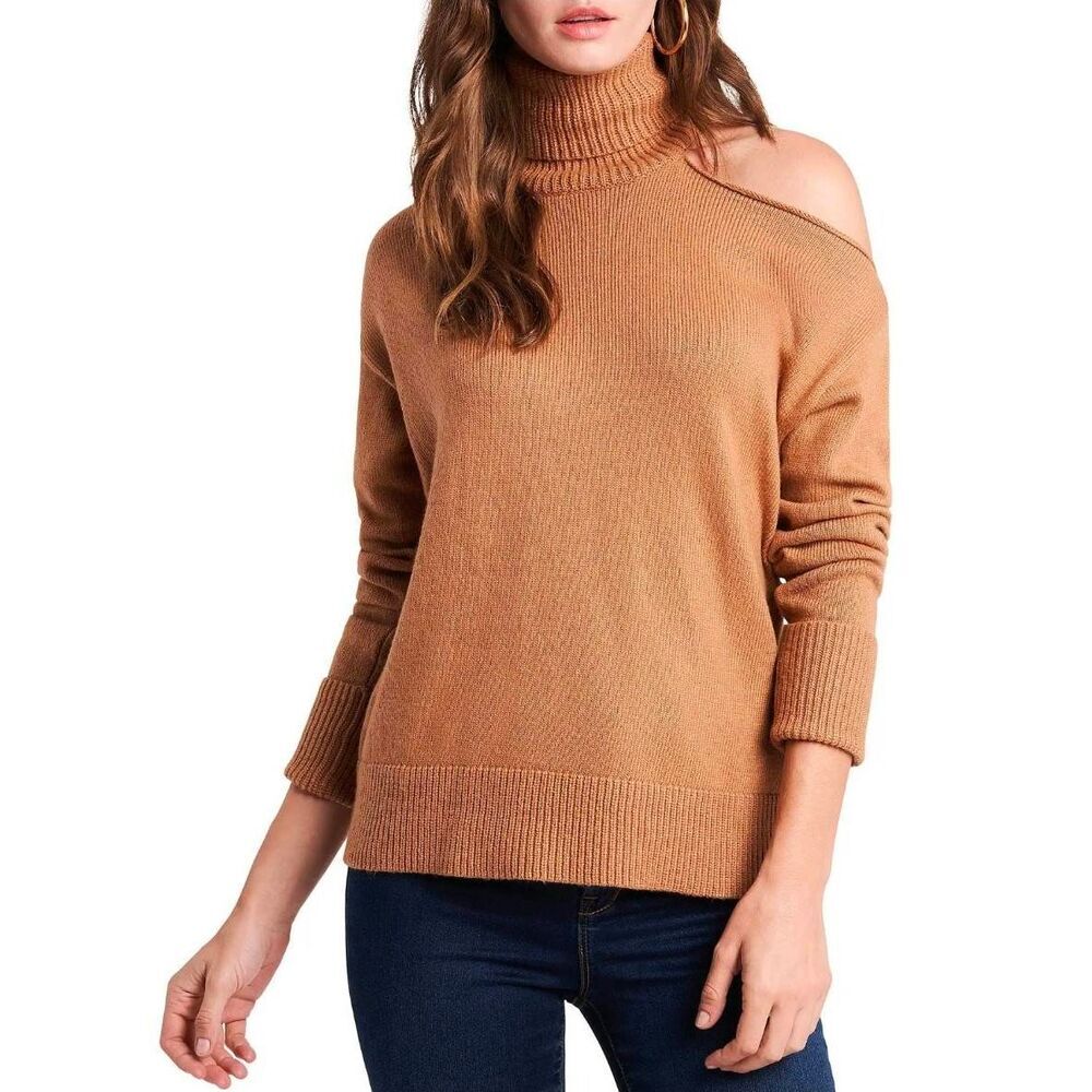 1.STATE Rust Brown Cold Shoulder Turtleneck Sweater Women’s Size XXL